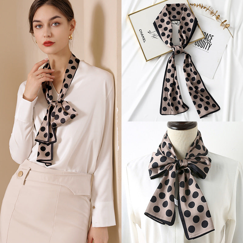 Pañuelo de seda con lunares para mujer, informal, de primavera, para hombre y mujer
