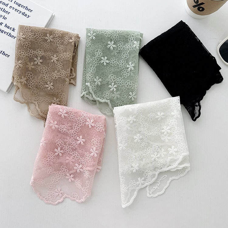 Bufanda triangular de encaje de color liso para mujer de primavera y verano