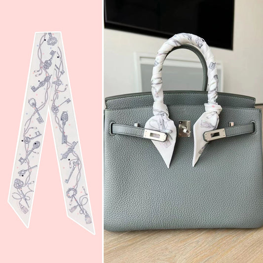 Fashion Printed Ribbon Tie Bag Handle Scarf