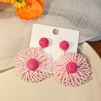 Bohemian Holiday Style Handmade Braided Floral Earrings