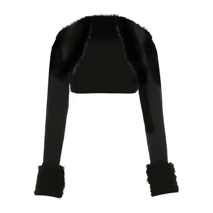Women Fashion Plush Long Sleeve Crop Cardigan