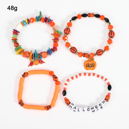 Collar con colgante de araña, calabaza y murciélago de varias capas con dibujos animados de Halloween para mujer