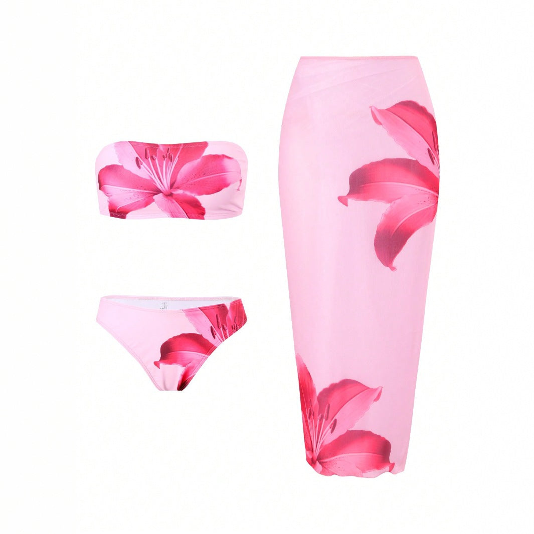 Maillot de bain 3 pièces sexy à imprimé floral pour femme