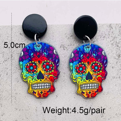 Halloween Women Fashion Acrylic Horror Skull Earrings