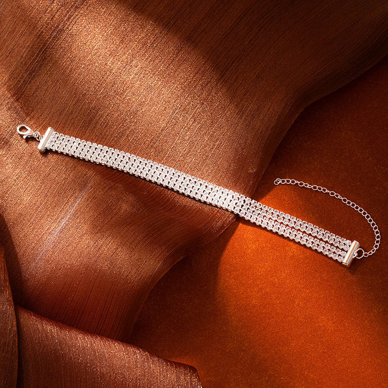Women Fashion Simple Zircon Bracelet Metal Jewelry