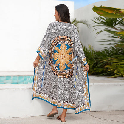 Women Fashion Casual Vacation Beach V-Neck Cover-Up