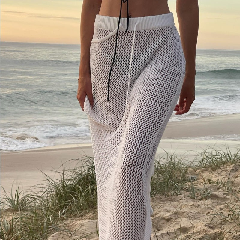 Falda de punto calada sexy de verano para mujer