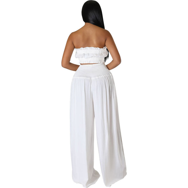 Conjunto de vacaciones casual de verano para mujer, pantalones anchos