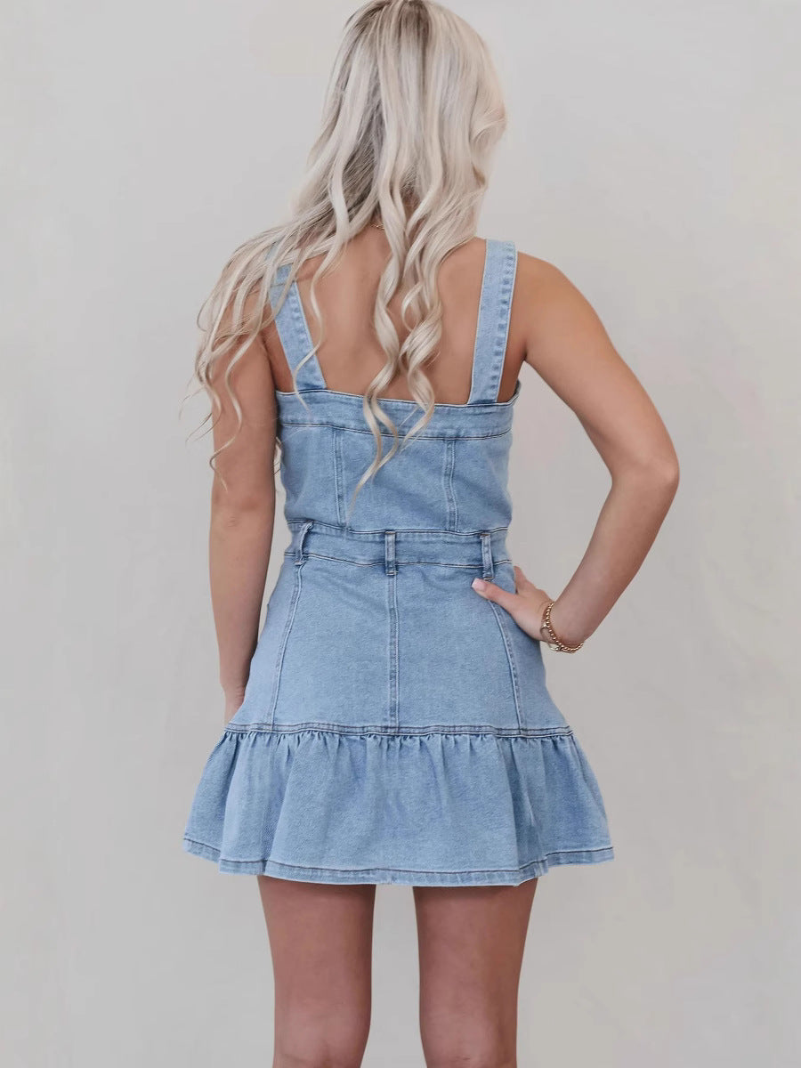 Vestido vaquero para mujer con tirantes de moda de primavera y verano para chicas calientes