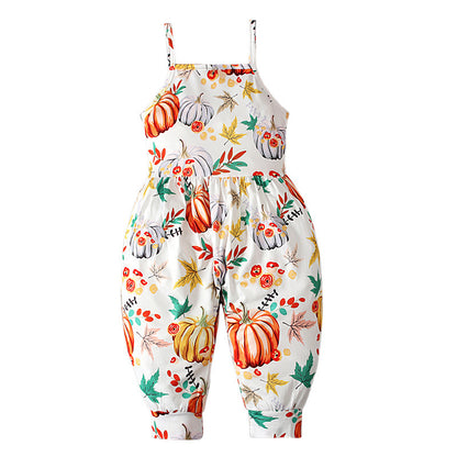 Kids Toddler Girls Boys Summer Casual Pumpkin Jumpsuit