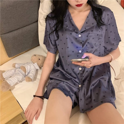 Summer Pajamas Women Ice Silk Leopard Print Cute Sleepwear