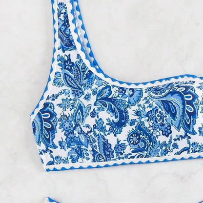 Women Summer Vacation One Shoulder Bikini Swimsuit
