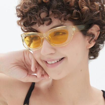 Gafas de sol estilo gato, anti-UV, de color sólido, a la moda para mujer