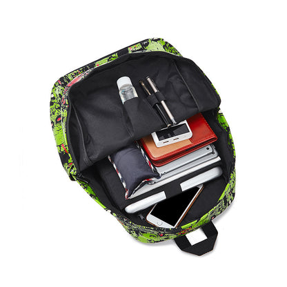 Women Fashion Halloween Print Skull Pattern Canvas Backpack