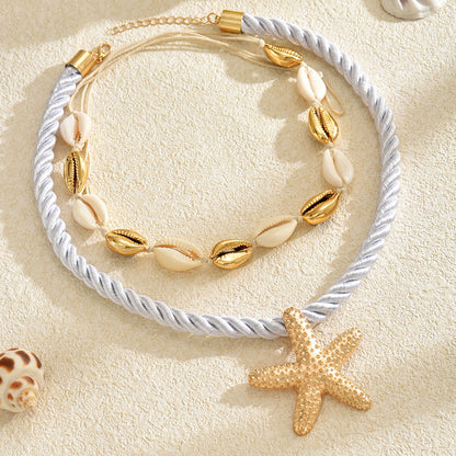 Summer Exaggerated Alloy Starfish Sea Necklace