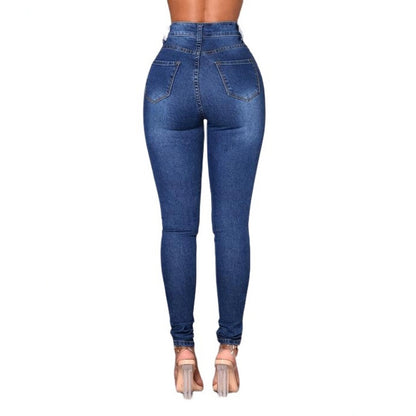 Vaqueros ajustados de cintura alta y elásticos sexys a la moda para mujer