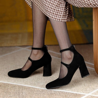 Summer Women Vintage Plus Size Hepburn Black Mary Jane Pumps