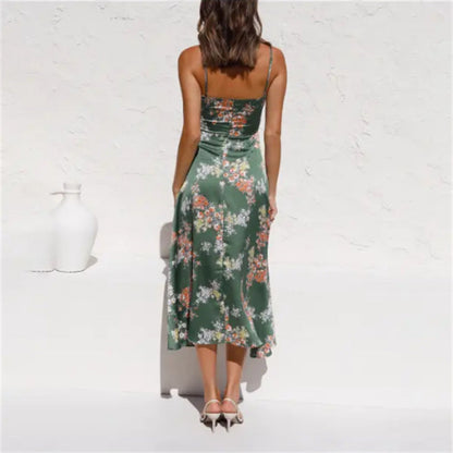 Women Casual Vacation Floral Print Maxi Dress