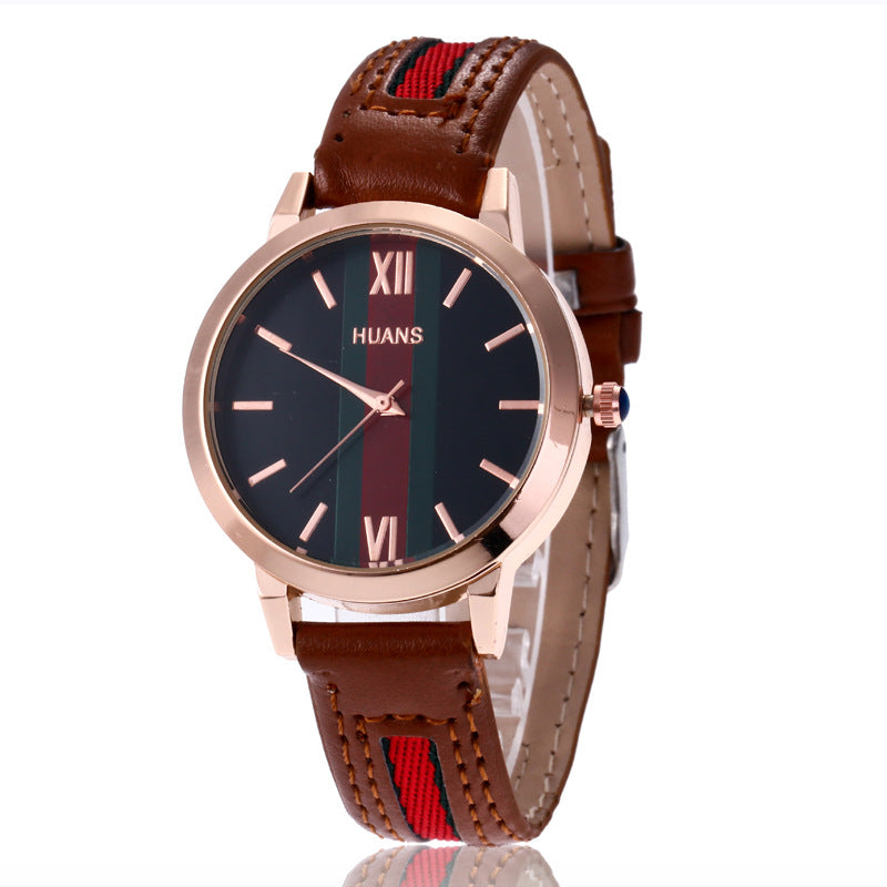 Women Fashion Casual Contrast Color Large Dial Quartz Watch