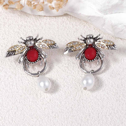 Women Fashion Retro Insect Water Drops Earrings