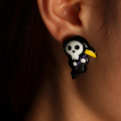 Halloween Resin Ghost Pumpkin Earrings for Women