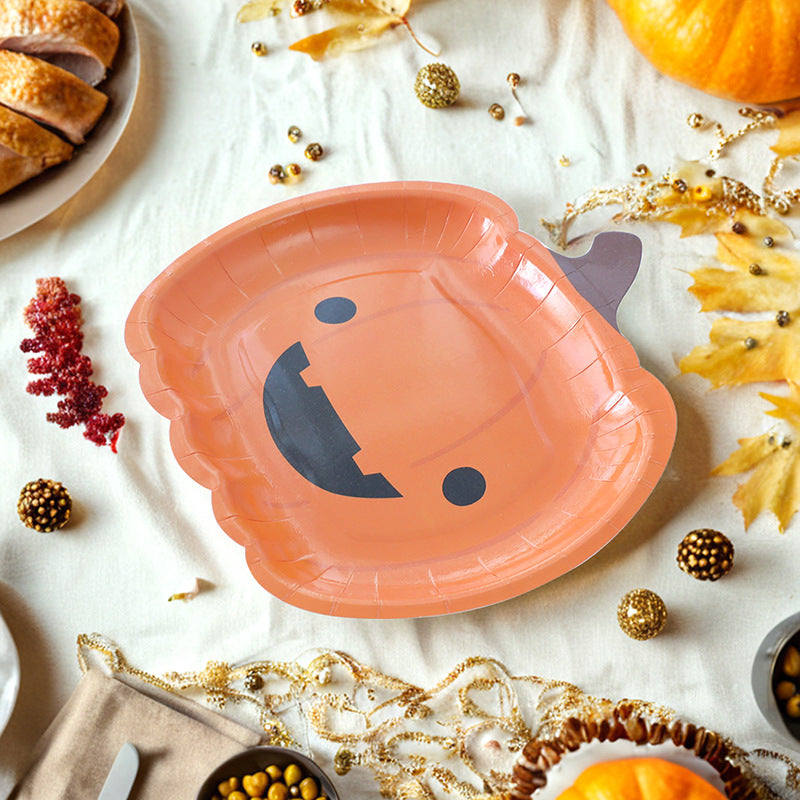 Halloween Cartoon Pumpkin Smiley Disposable Paper Plate