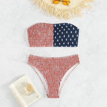 Bikini sexy con estampado de bandera nacional para mujer
