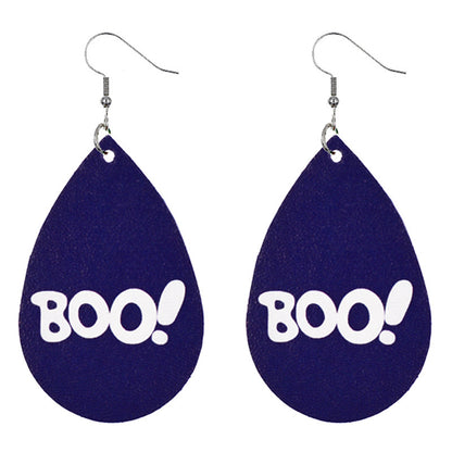 Halloween Women Funny Pumpkin Ghost Leather Earrings