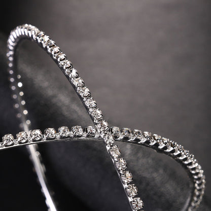 Fashion Exaggerated Hoop Earrings Rhinestone Geometry Style