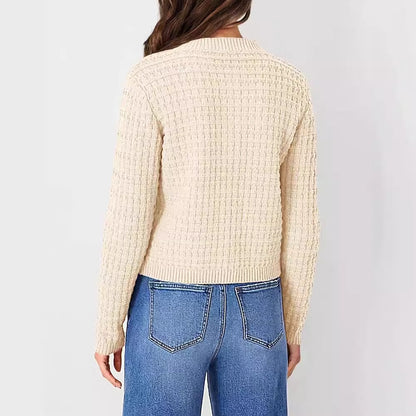 Cardigan décontracté à manches longues en tricot acrylique pour femme