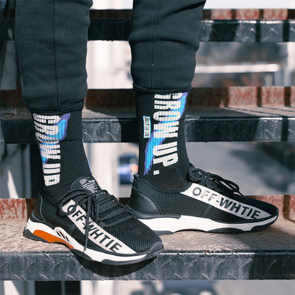 Calcetines de Halloween para hombre con diseño punk de calavera y palmeras y astronauta