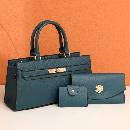 Ensemble de trois sacs à main vintage de grande capacité de couleur unie