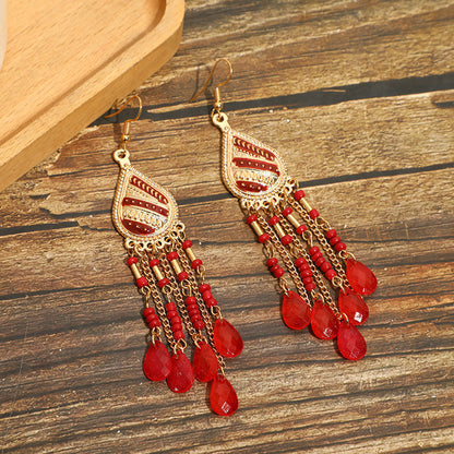 Pendientes con borlas retro de estilo étnico bohemio