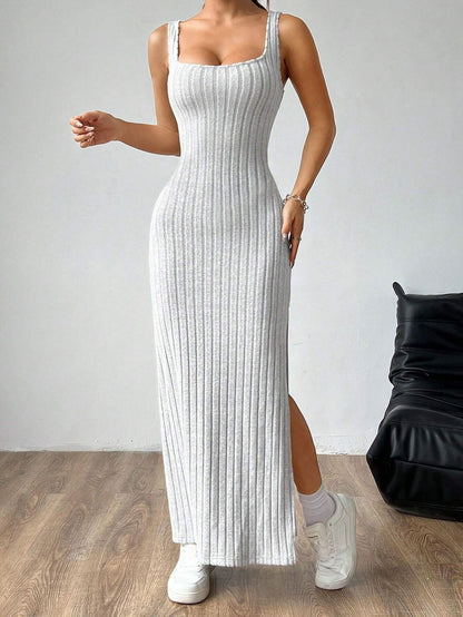 Vestido sexy de rayas de color liso a la moda para mujer