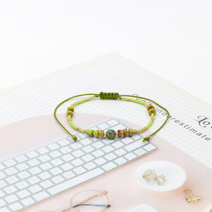 Bohemian Semi-Precious Stone Beads Handwoven Bracelet