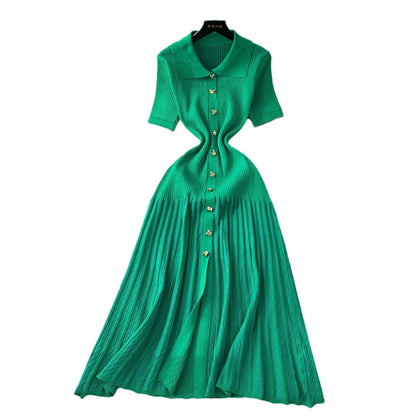 Women Fashion Elegant Solid Color Knitted Dress