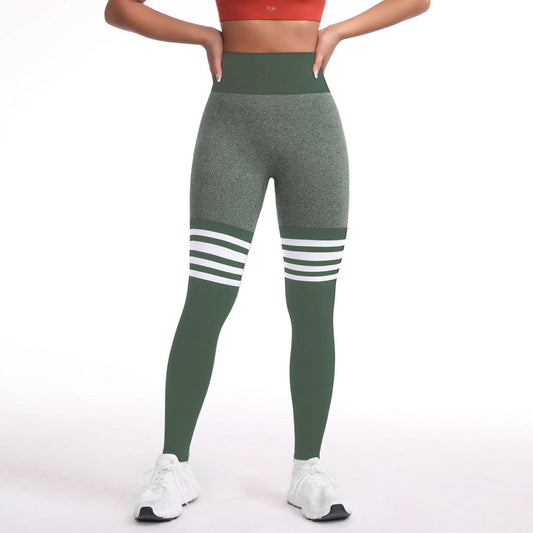 Pantalon de yoga moulant taille haute à rayures pour femme