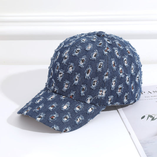 Gorra de béisbol vaquera rasgada informal para mujer
