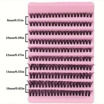 Faux cils segmentés auto-greffables pour femmes, 200 touffes, plateau jaune, DIY