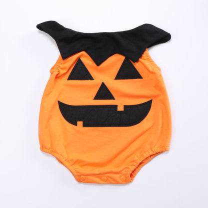 Kids Baby Romper With Pumpkin Bat Pattern Cotton