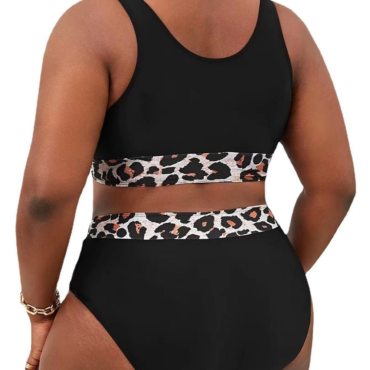 Traje de baño bikini de leopardo de talla grande para mujer