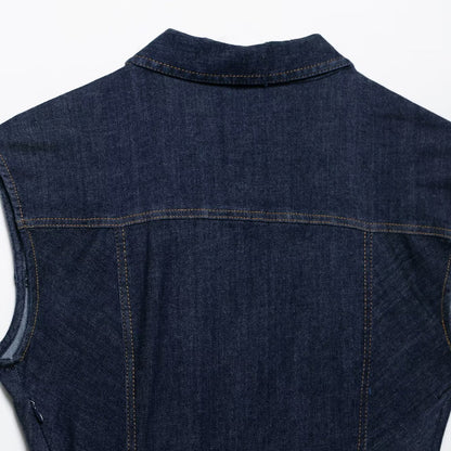 Vestido mini plisado de mezclilla sin mangas para mujer