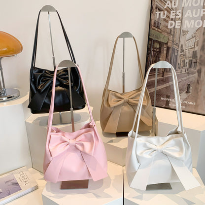 Bolso tote con lazo de color sólido de gran capacidad a la moda para mujer