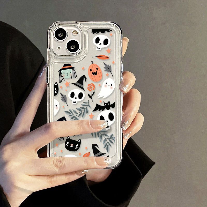 Women Cartoon Ghost Pumpkin Apple TPU Phone Case