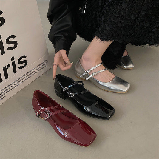 Mocasines Mary Jane de charol vintage para mujer