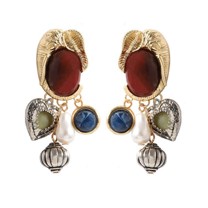Women Fashion Retro Imitation Pearl Animal Earrings