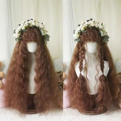Women Lolita Mori Pastoral Long Curly Wig