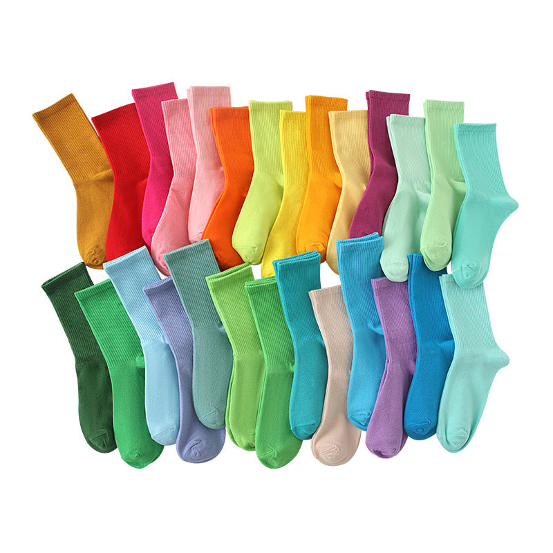 Calcetines finos de algodón de color liso para mujer
