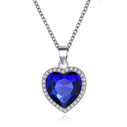 Collar con colgante de gota de agua con diamantes de imitación en forma de corazón para mujer, de aleación