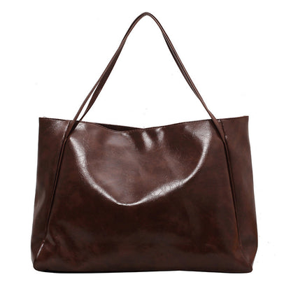 Bolso tote informal sencillo de piel de color liso para mujer